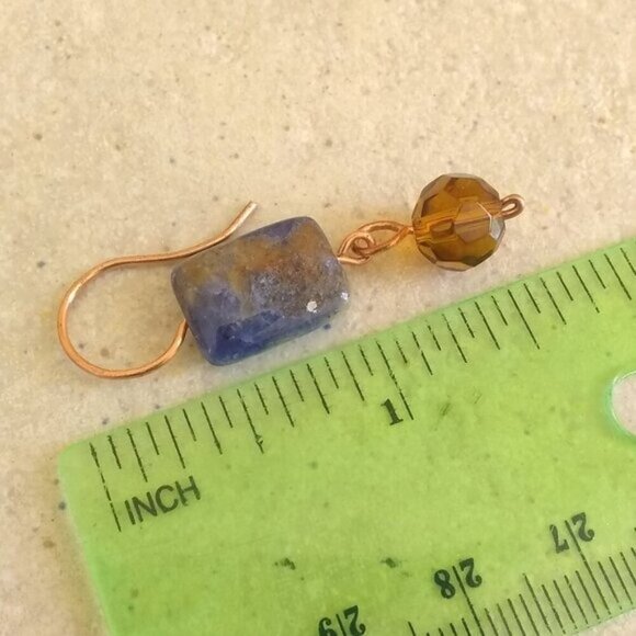 Rustic Blue Sodalite + Copper Earrings for Jeans, Denim & Leather Lovers! - Picture 5 of 7